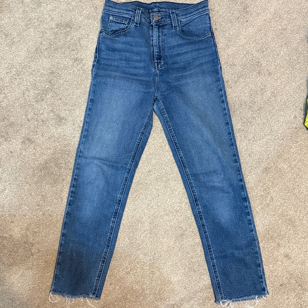 Woman’s BDG High Rise Girlfriend Jeans w/Stretch Raw Hem Size 26 Music Festival